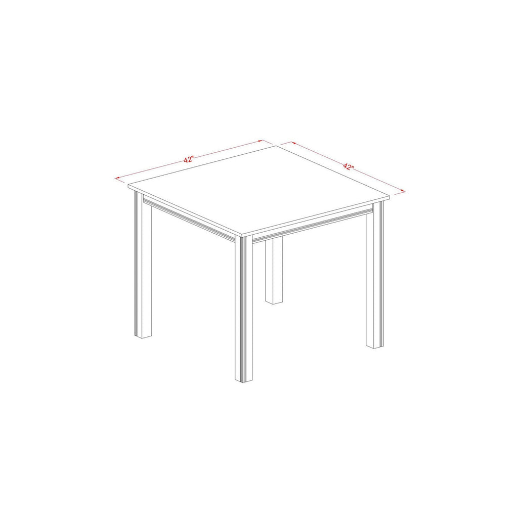 East West Furniture CAFE5-OAK-C 5 Piece Counter Height Pub Set Includes a Square Dining Table and 4 Linen Fabric Dining Room Chairs, 42x42 Inch, Oak