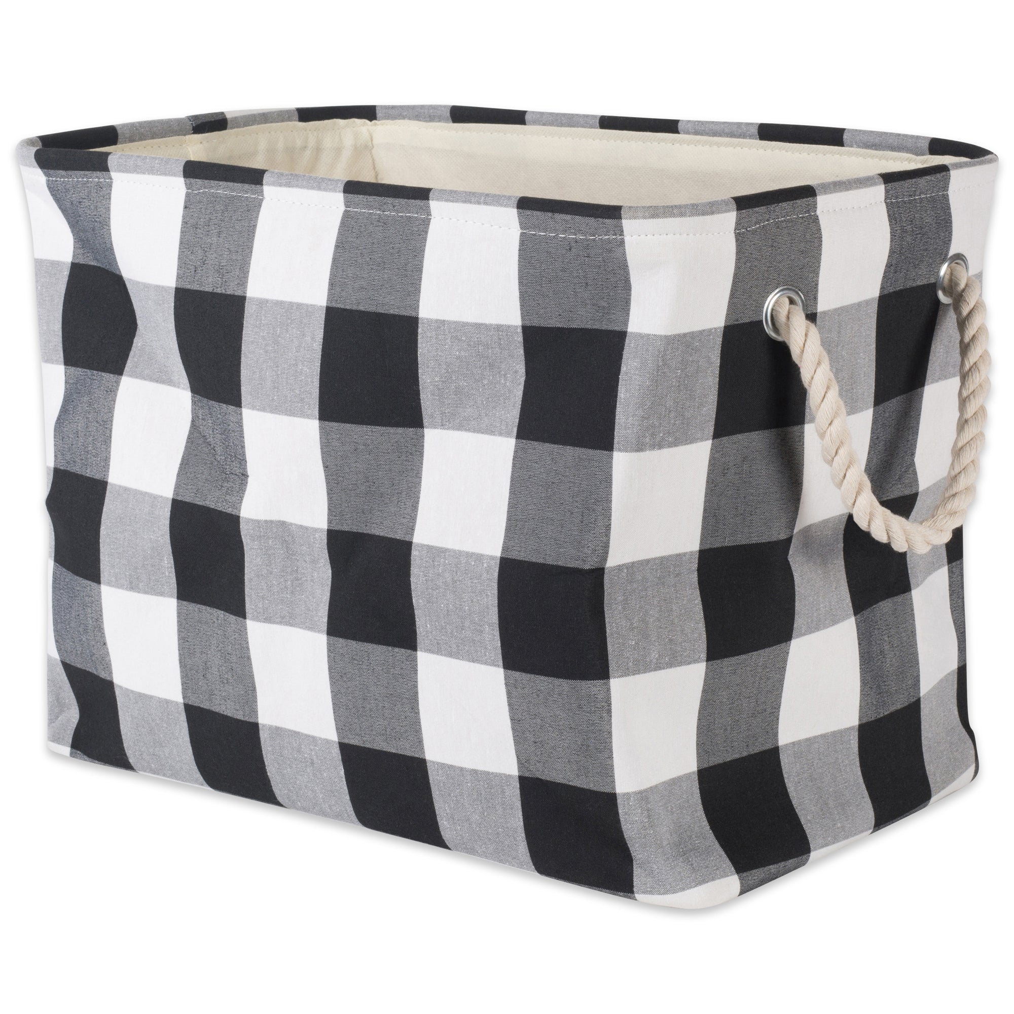 Dii Polyester Bin Buffalo Check White / Black Rectangle Medium