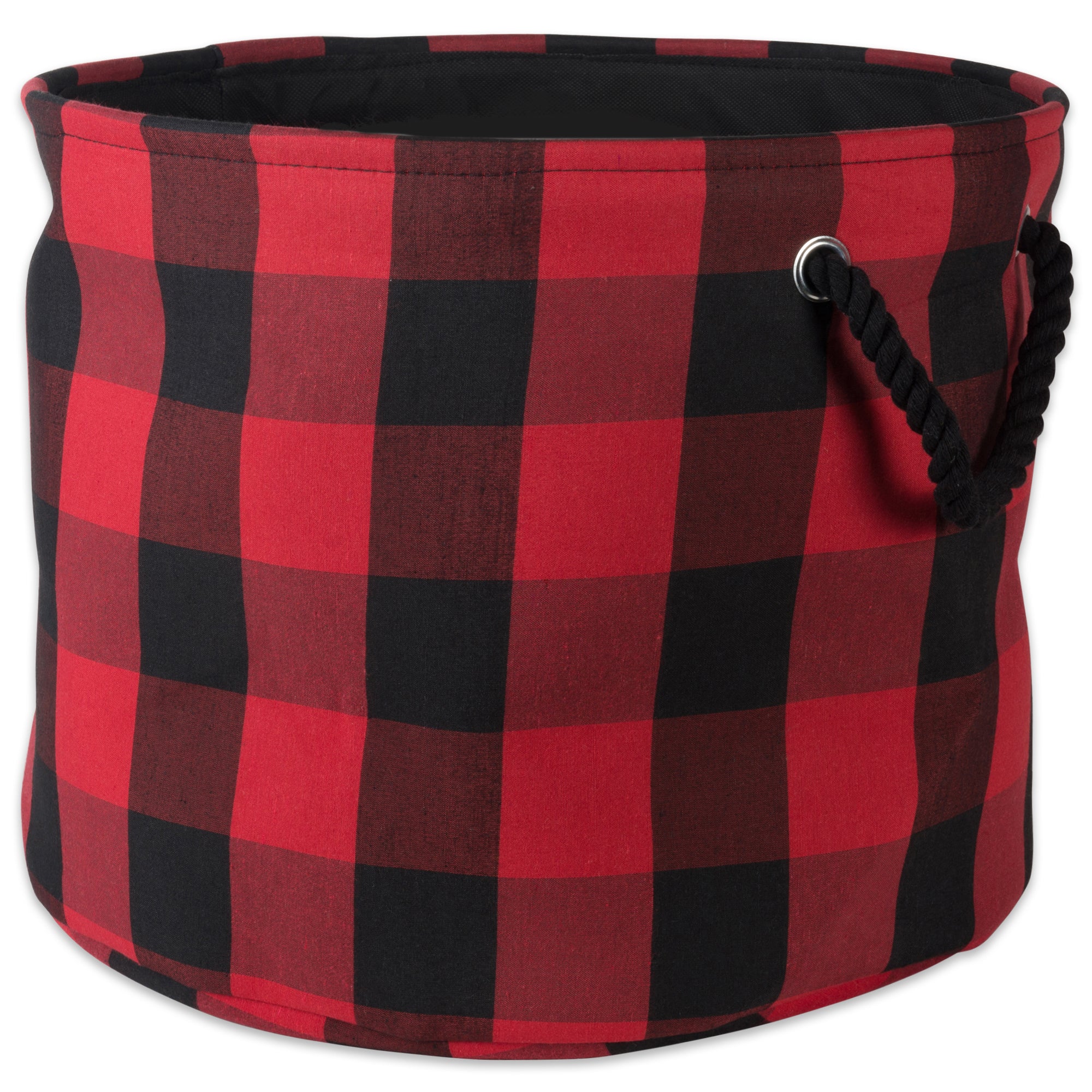 Dii Polyester Bin Buffalo Check Red / Black Round Medium