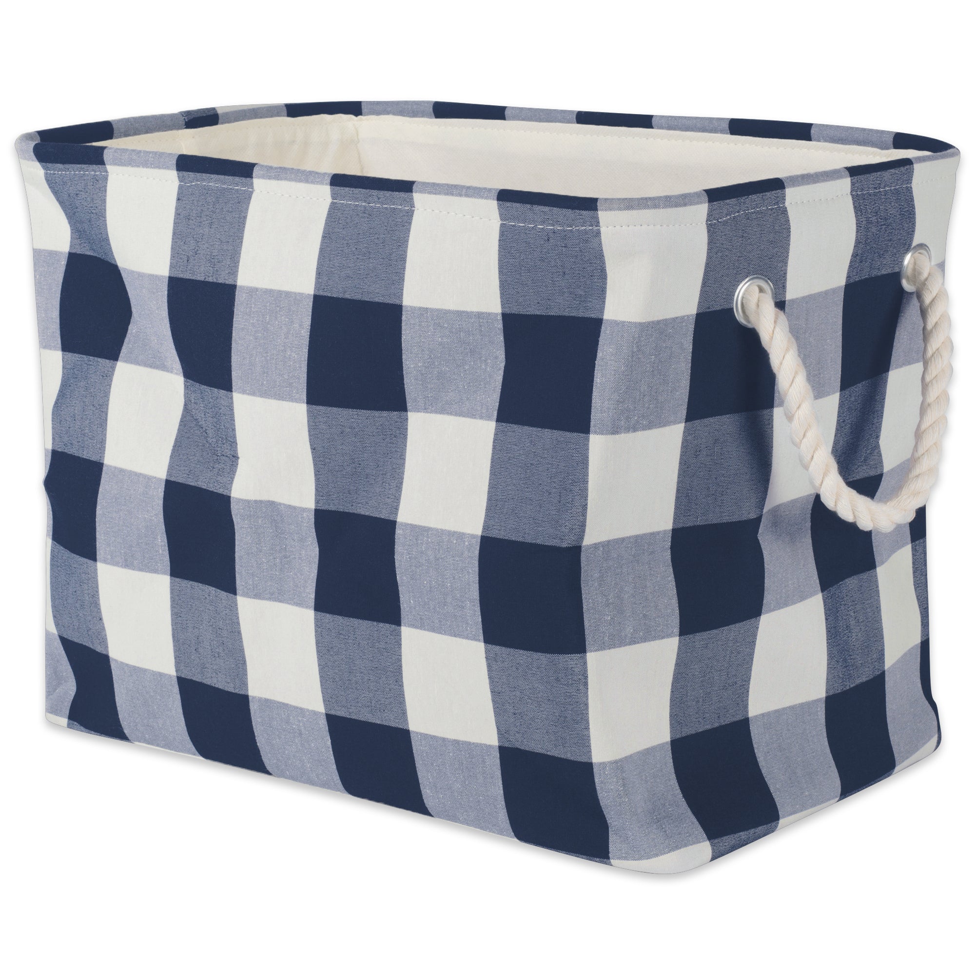 Dii Polyester Bin Buffalo Check Off White / Navy Rectangle Medium