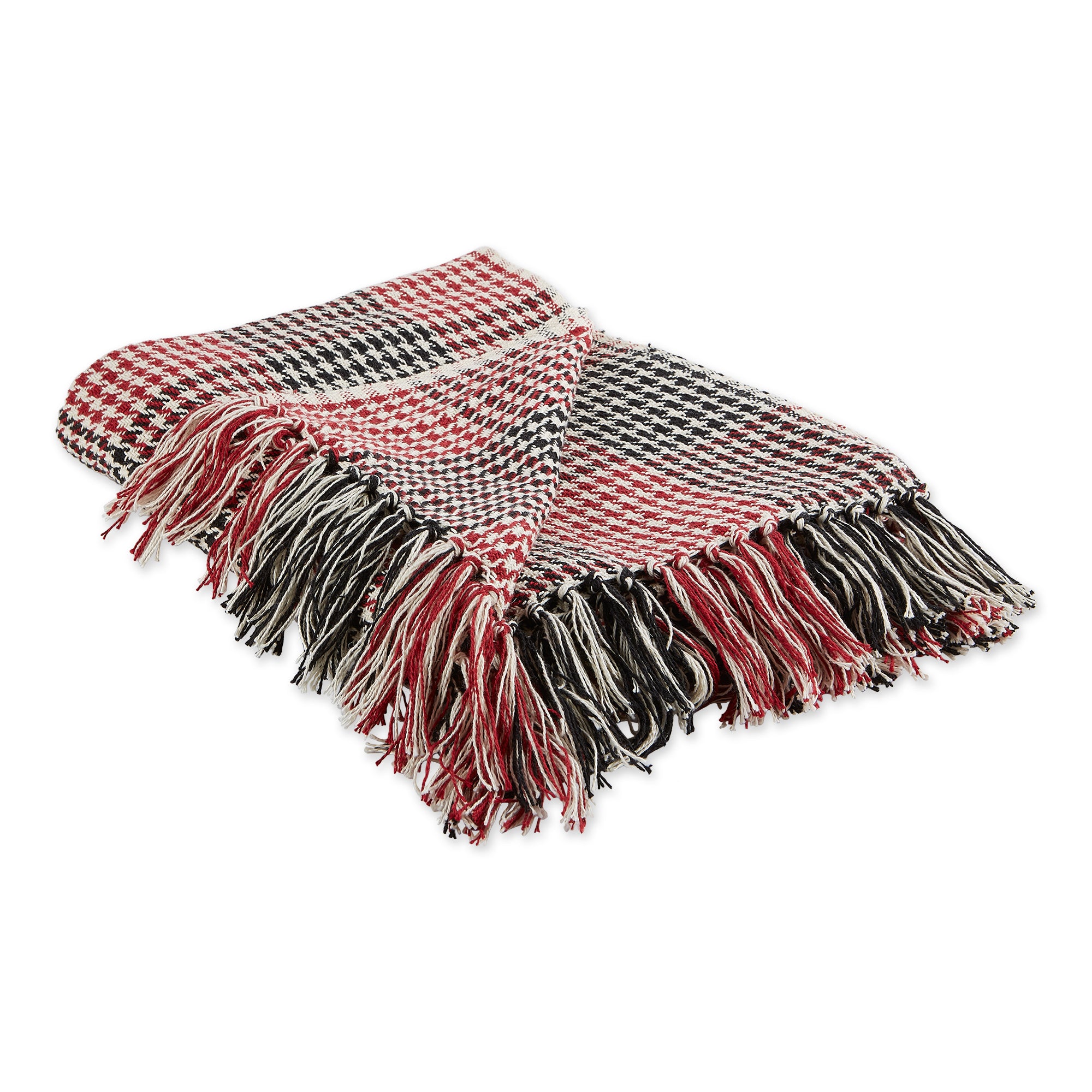 Dii Red & Black Houndstooth Plaid Throw
