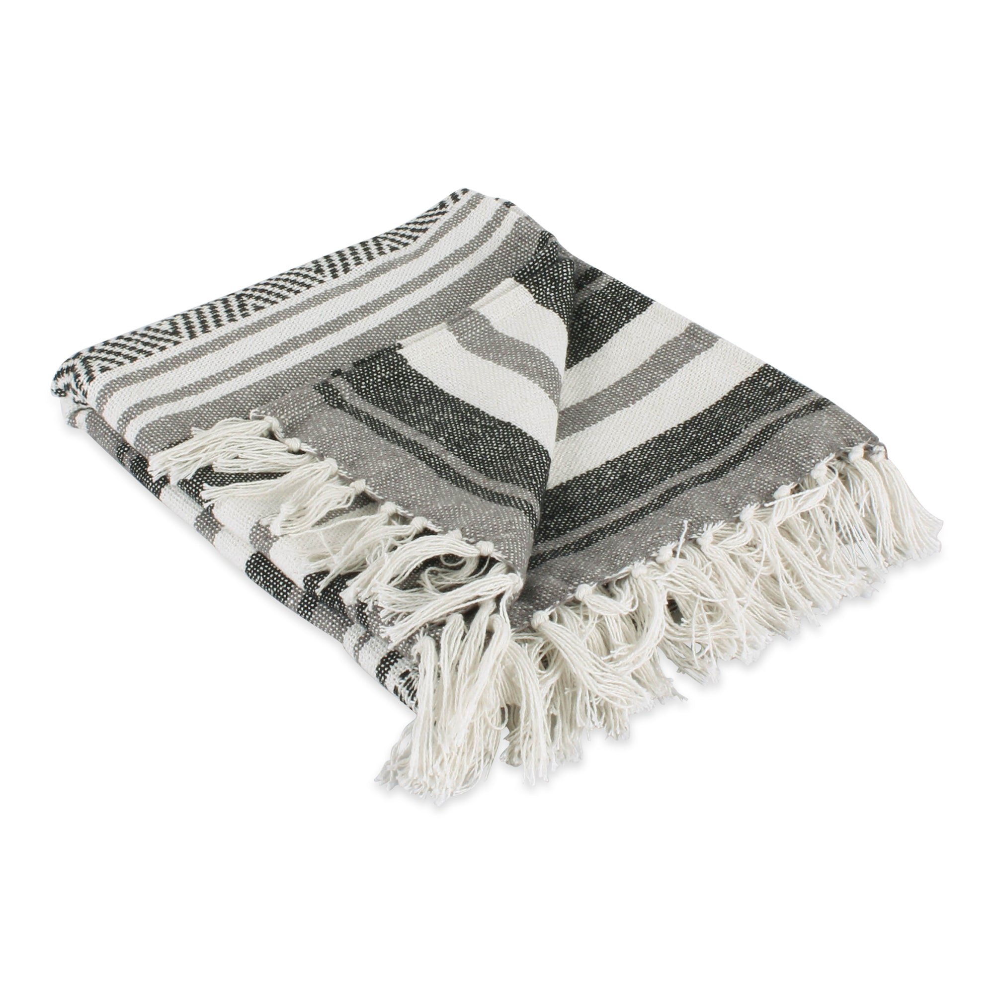 Dii Farmhouse Woven Throw, 50X60' With 3' Fringe, Black, 1 Piece