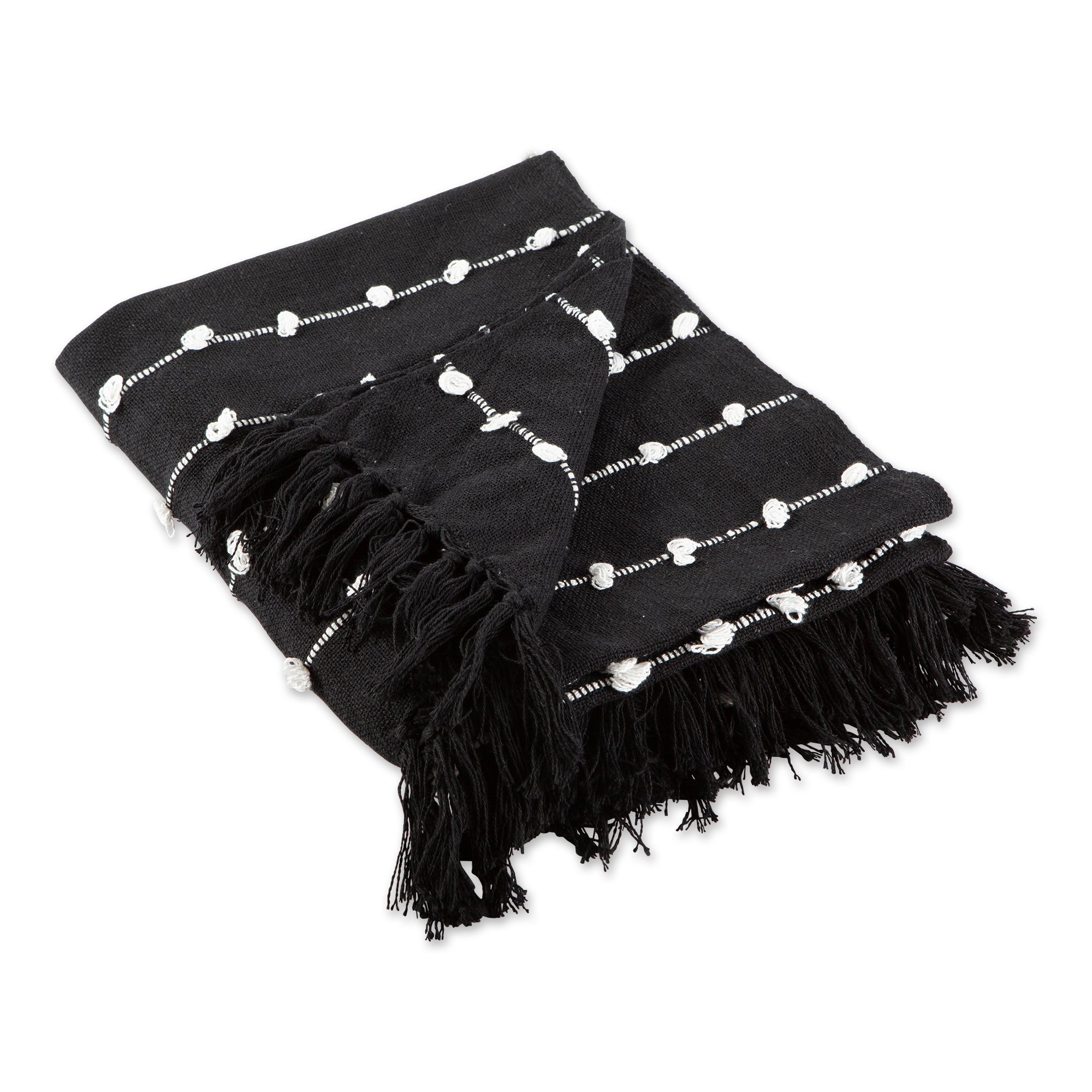 Dii Black Woven Loop  Throw