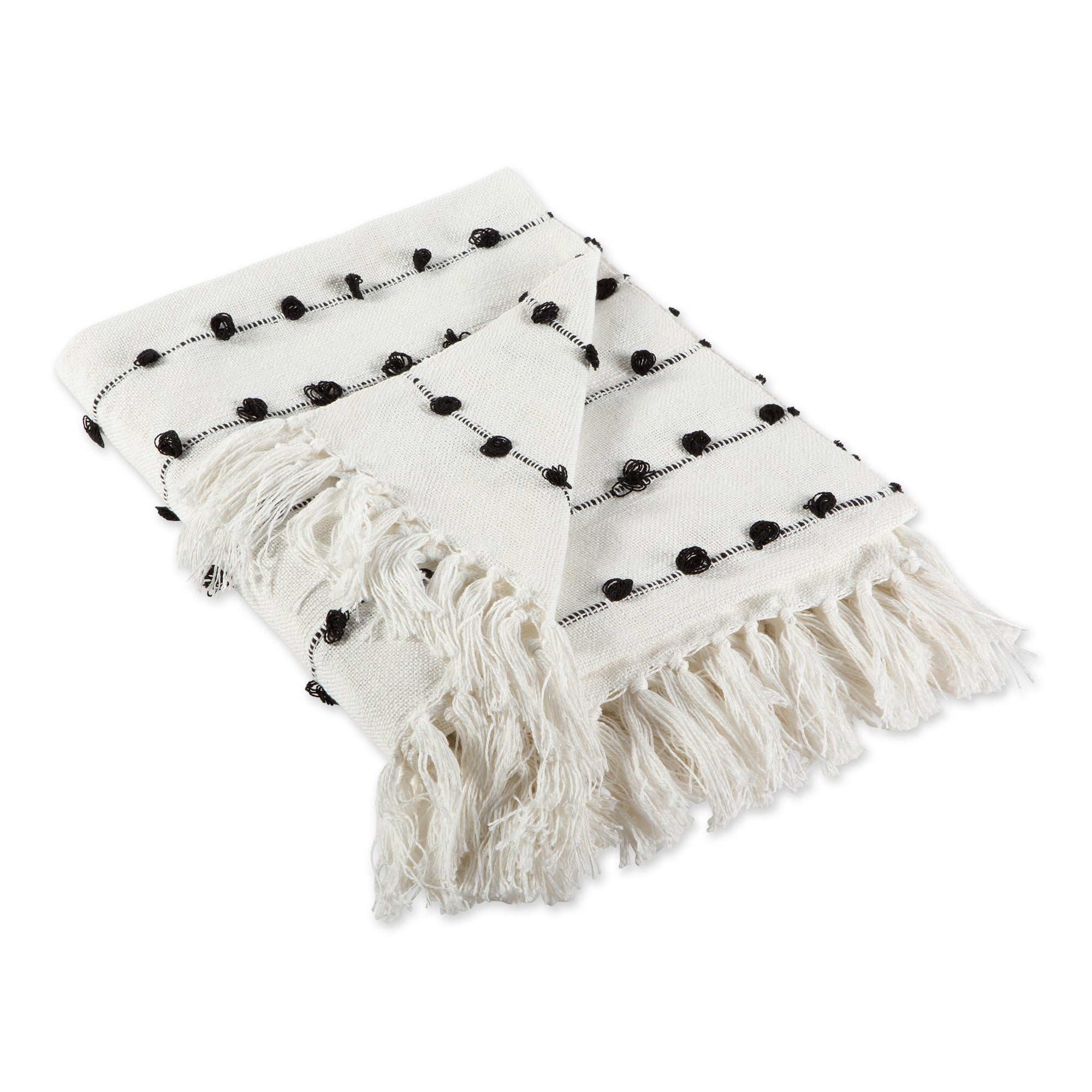 Dii Off White Woven Loop Throw