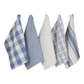 DII Asst Stonewash Blue Everyday Dishtowel (Set of 5)