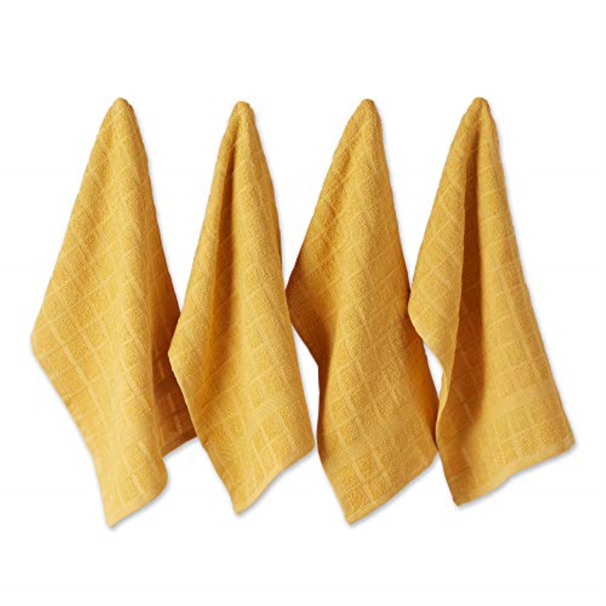 DII Solid Honey Gold Windowpane Terry Dishtowel 4 Piece