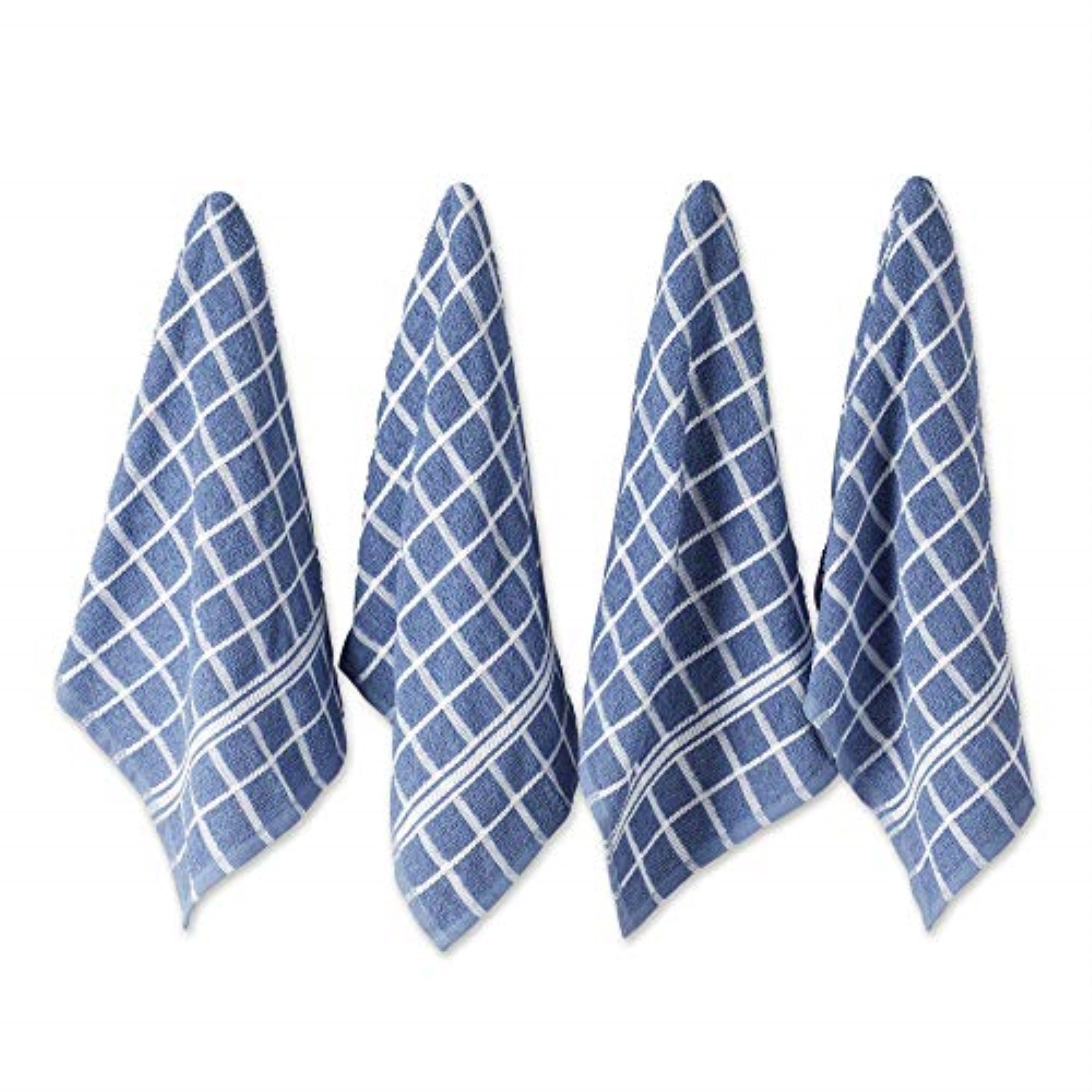 DII Stonewash Blue Solid Windowpane Terry Dishtowel 4 Piece