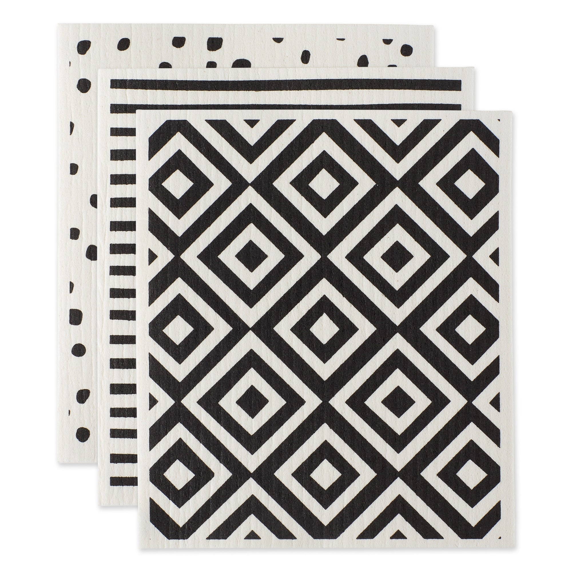 DII Black & White Swedish Dishcloth, 3 Piece