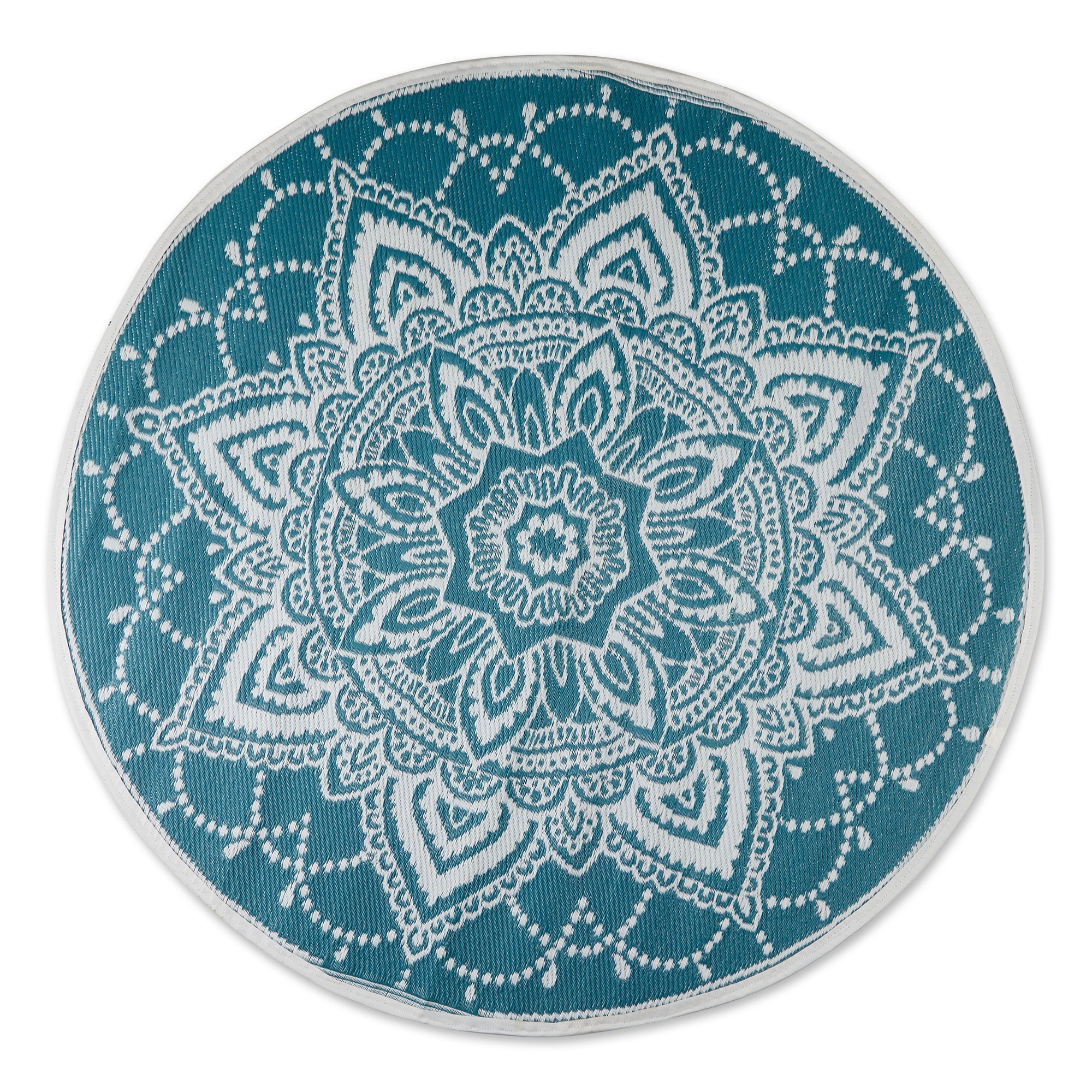 Dii Storm Blue Boho Floral Outdoor Rug 5 Ft Round
