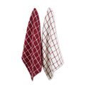 DII Barn Red Windowpane Oversized Washed Waffle Dishtowel, 2 Piece
