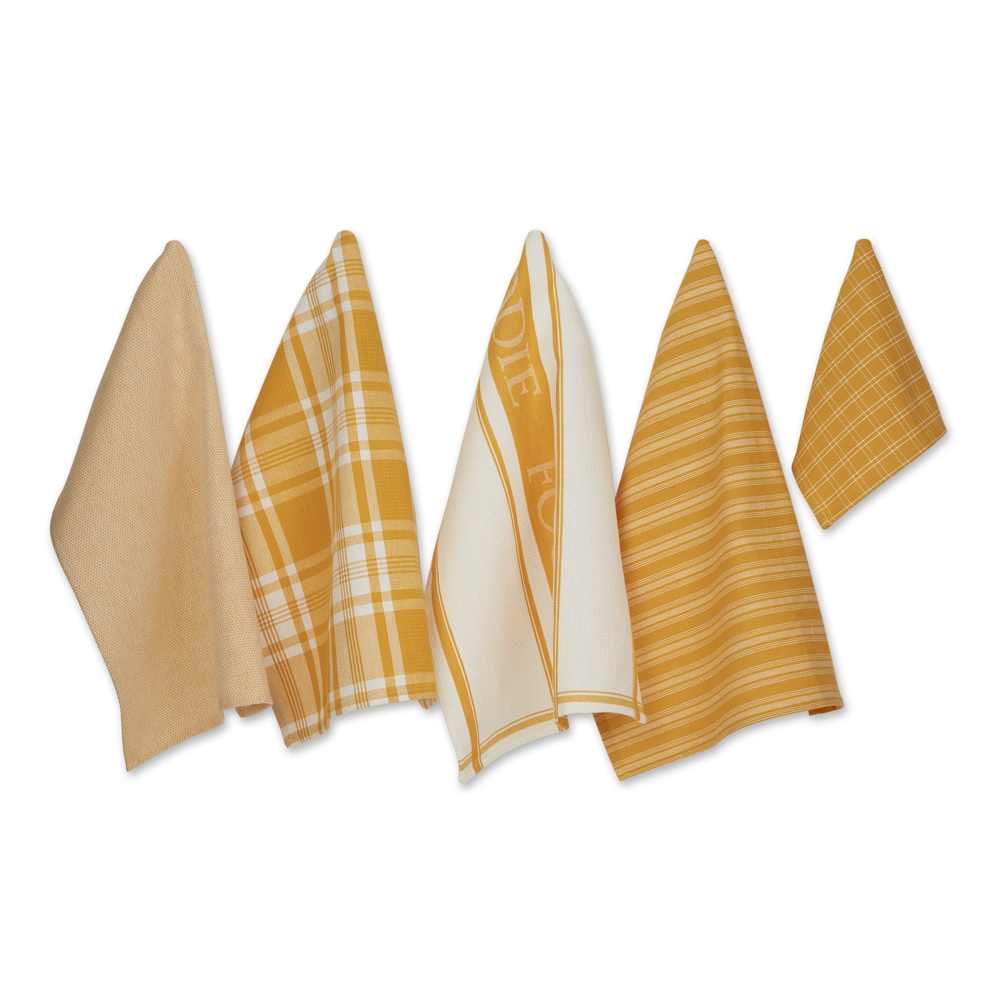 DII Asst Honey Gold Foodie Dishtowel And Dishcloth 5 Piece