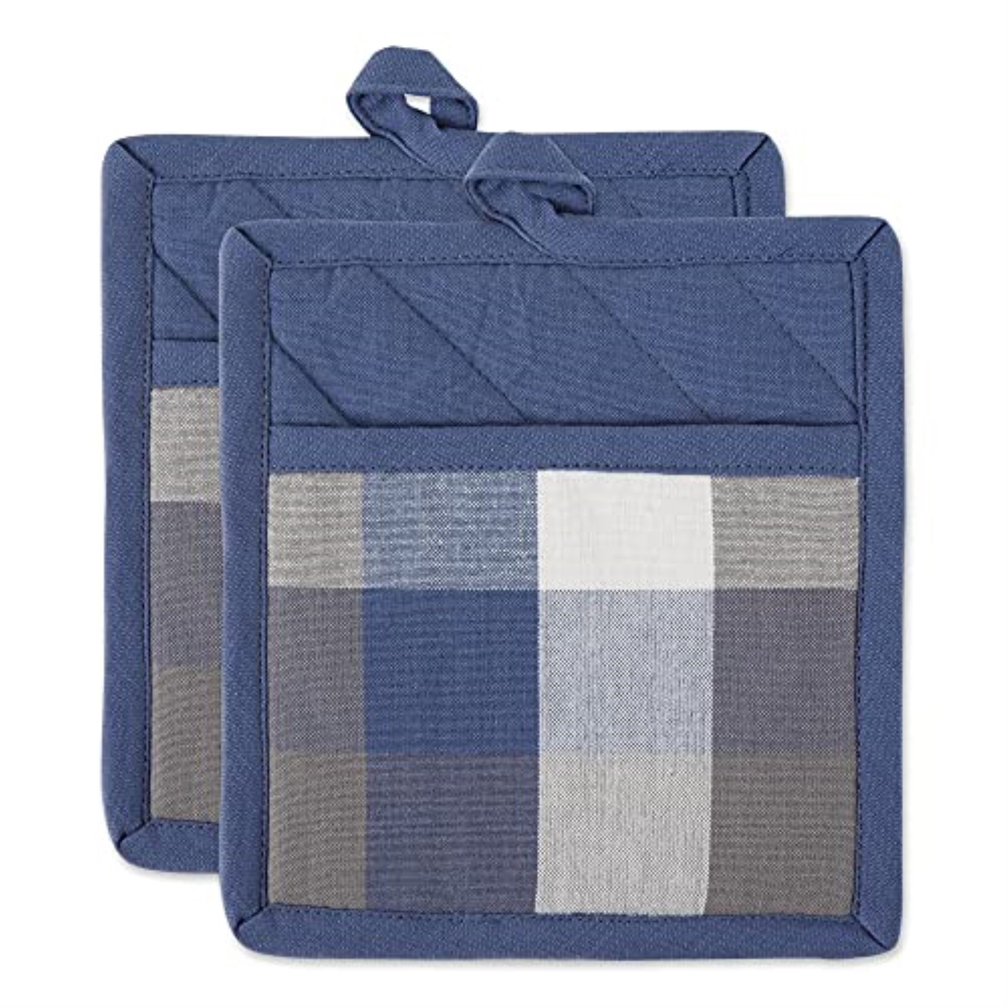 DII French Blue Tri Color Check Dishtowel (Set of 3)