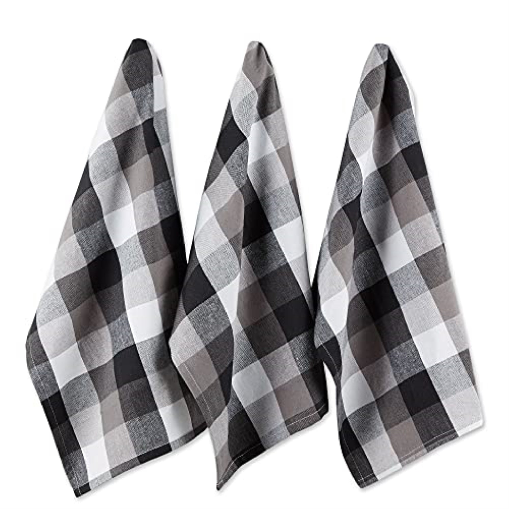 DII Black Tri Color Check Dishtowel (Set of 3)