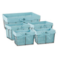 ASST VINTAGE GREY WIRE AQUA LINER BASKET SET/5