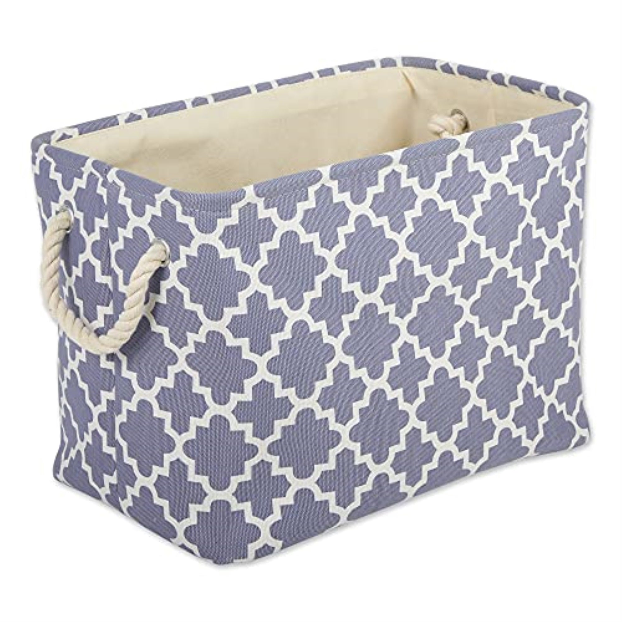 DII Polyester Bin Lattice Stonewash Blue Rectangle Large