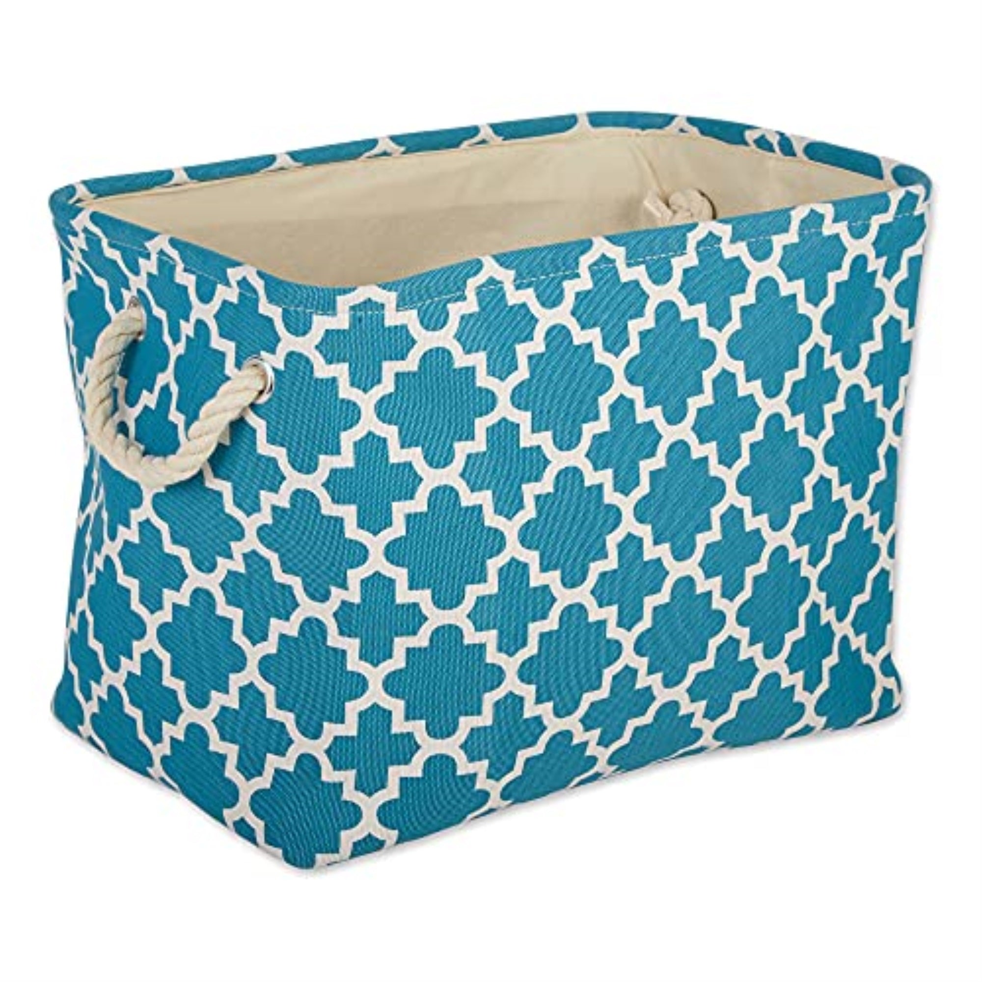 DII Polyester Bin Lattice Storm Blue Rectangle Medium