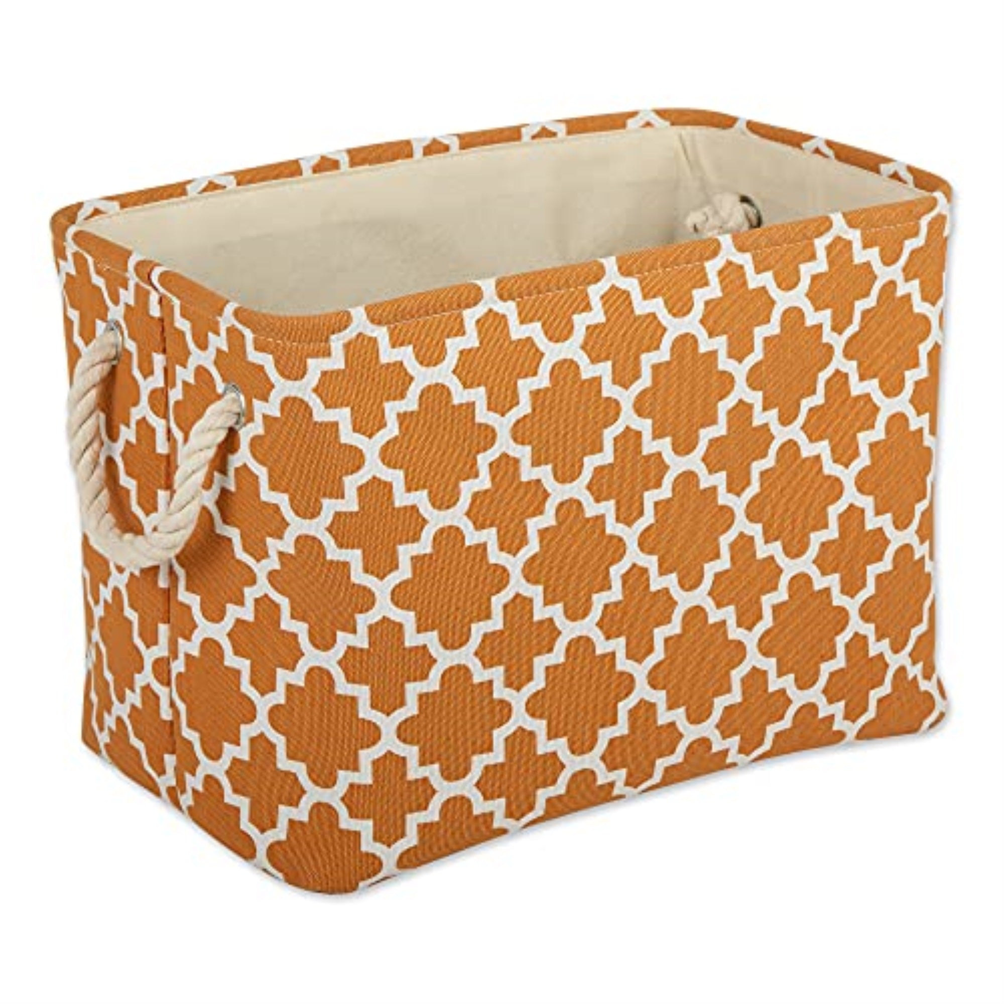 DII Polyester Bin Lattice Pumpkin Spice Rectangle Large