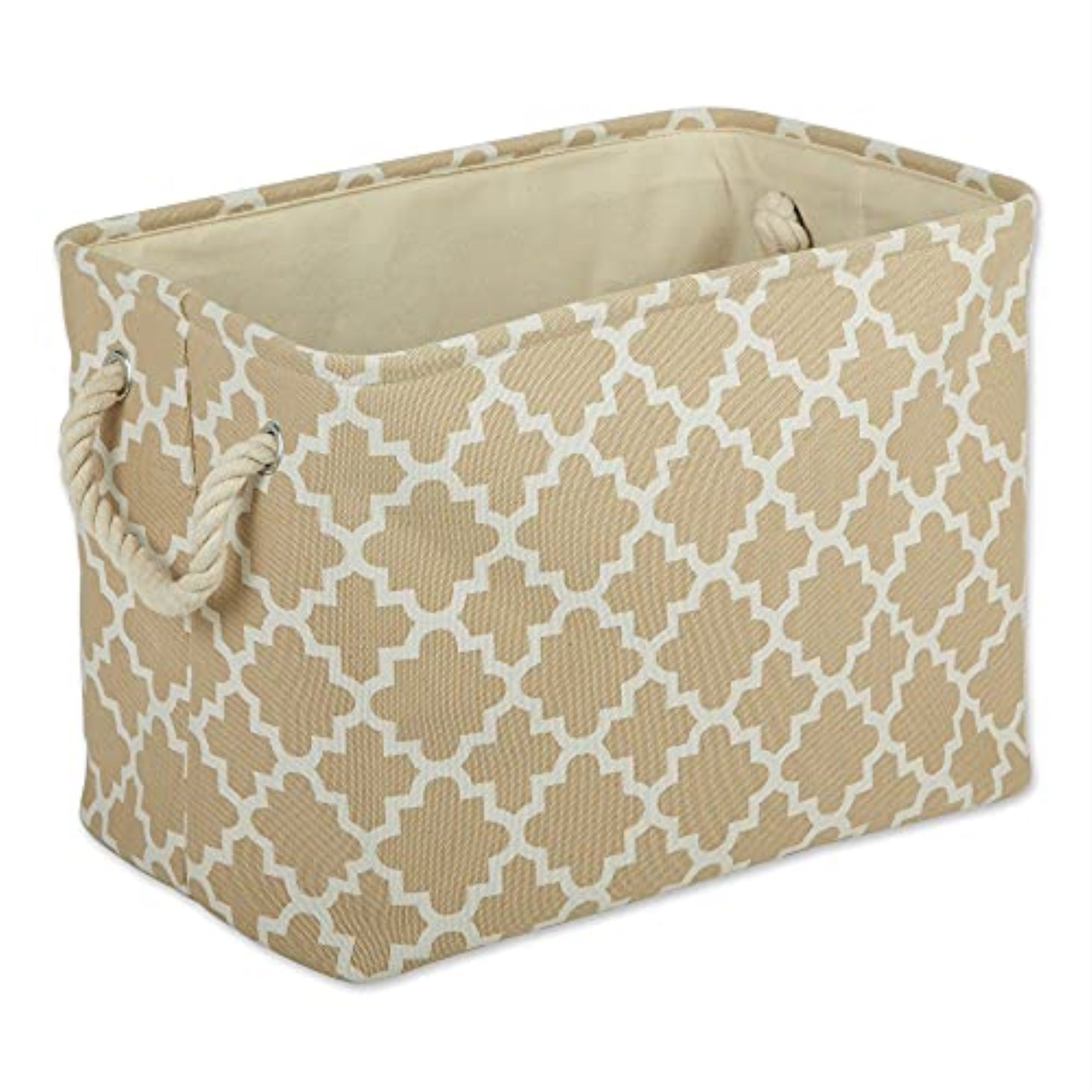DII Polyester Bin Lattice Vintage Linen Rectangle Large