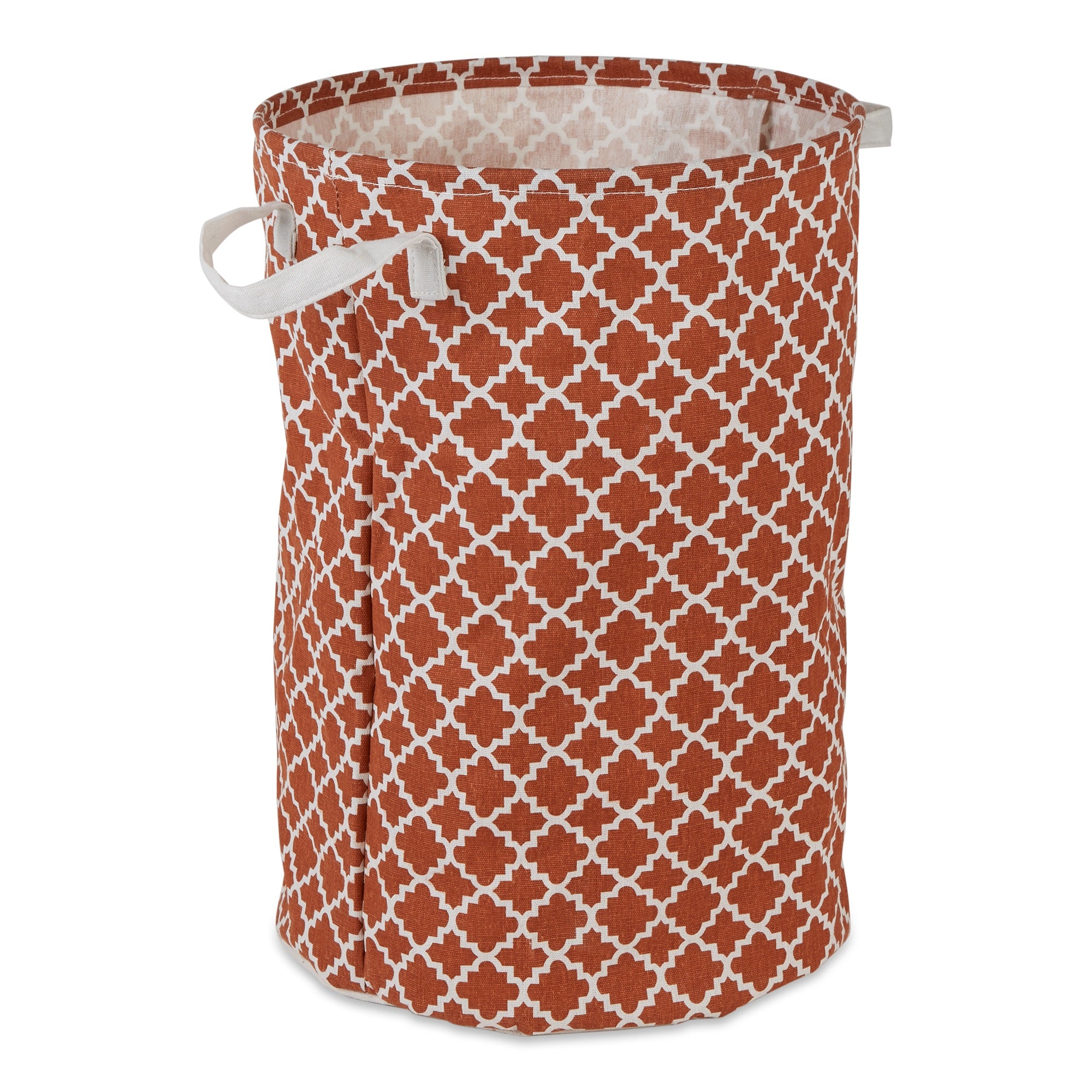 DII PE-Coated Cotton Polyester Laundry Hamper Lattice Cinnamon Round 13.5x13.5x20