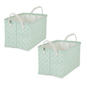 DII PE-Coated Cotton Polyester Laundry Bin Lattice Aqua Rectangle Large 10.5x17.5x10.5 (Set of 2)