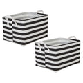 DII PE-Coated Cotton Polyester Laundry Bin Stripe Blackrectangle Extra Large 12.5x17.5x10.5 (Set of 2)