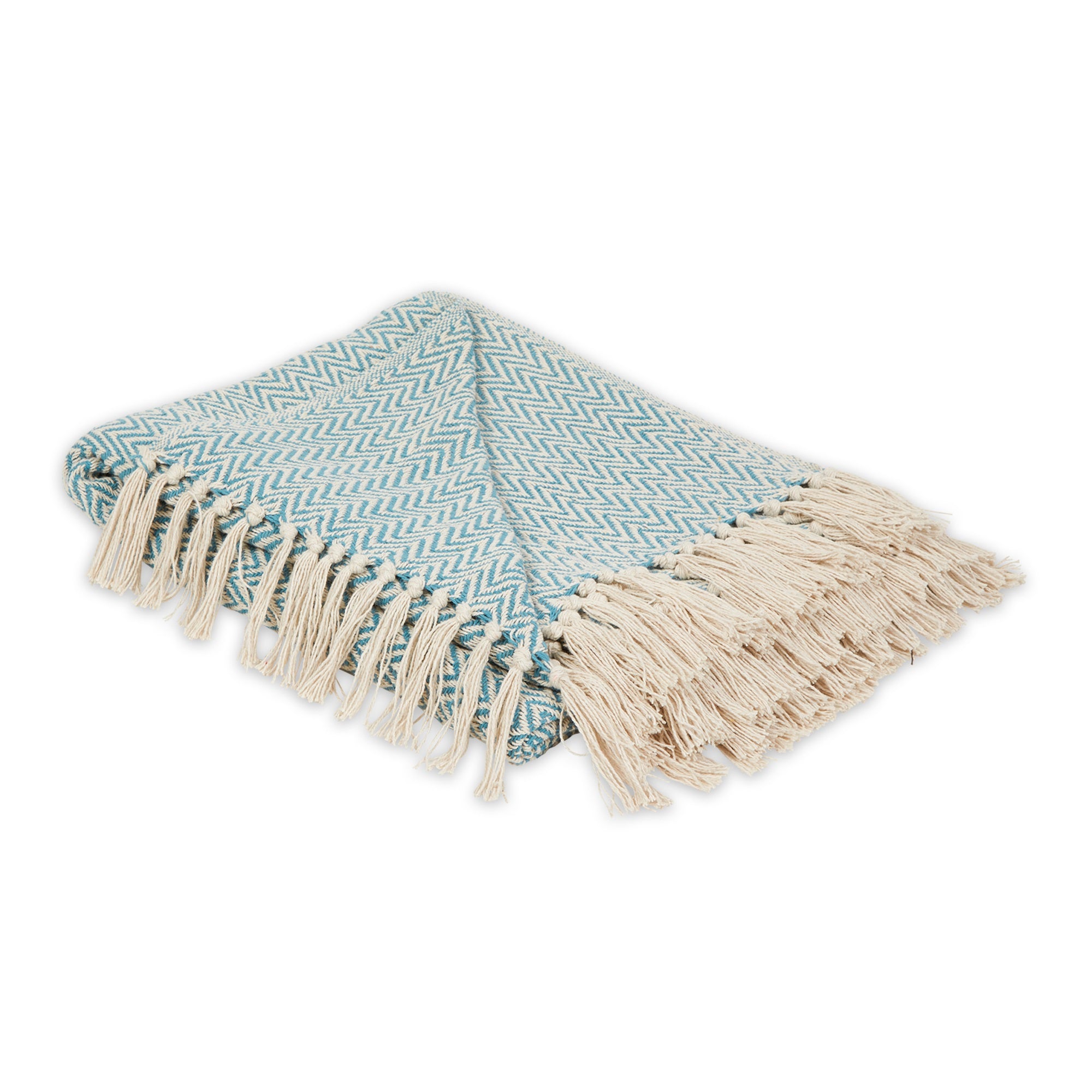 STORM BLUE HANDLOOM CHEVRON THROW