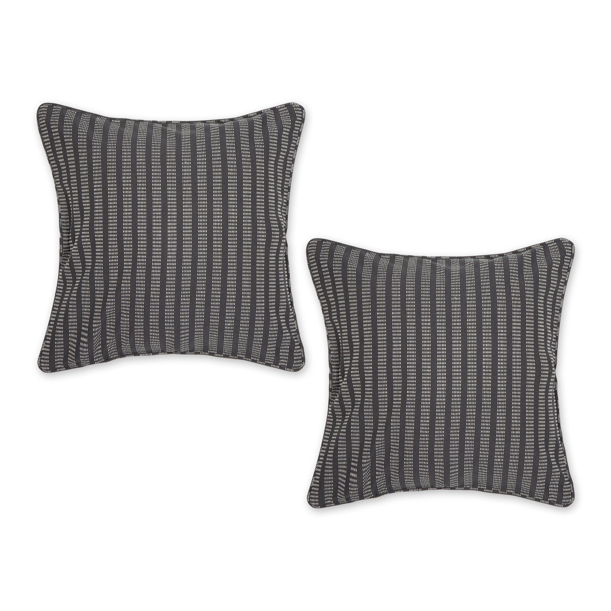 Slate Gray Dobby Stripes Recycled Cotton Pillow Cover 18X18 Set/2