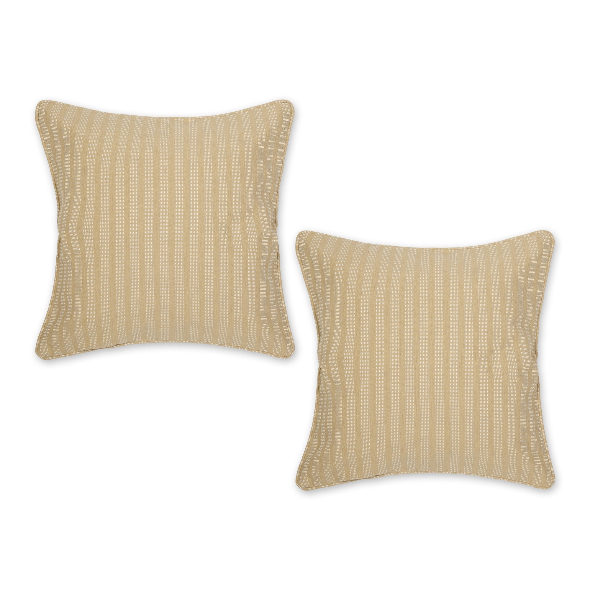 Biscuit Dobby Stripes Recycled Cotton Pillow Cover 18X18 Set/2