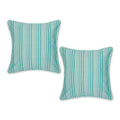Jewel Green Chambray Stripe Recycled Cotton Pillow Cover 18X18 Set/2