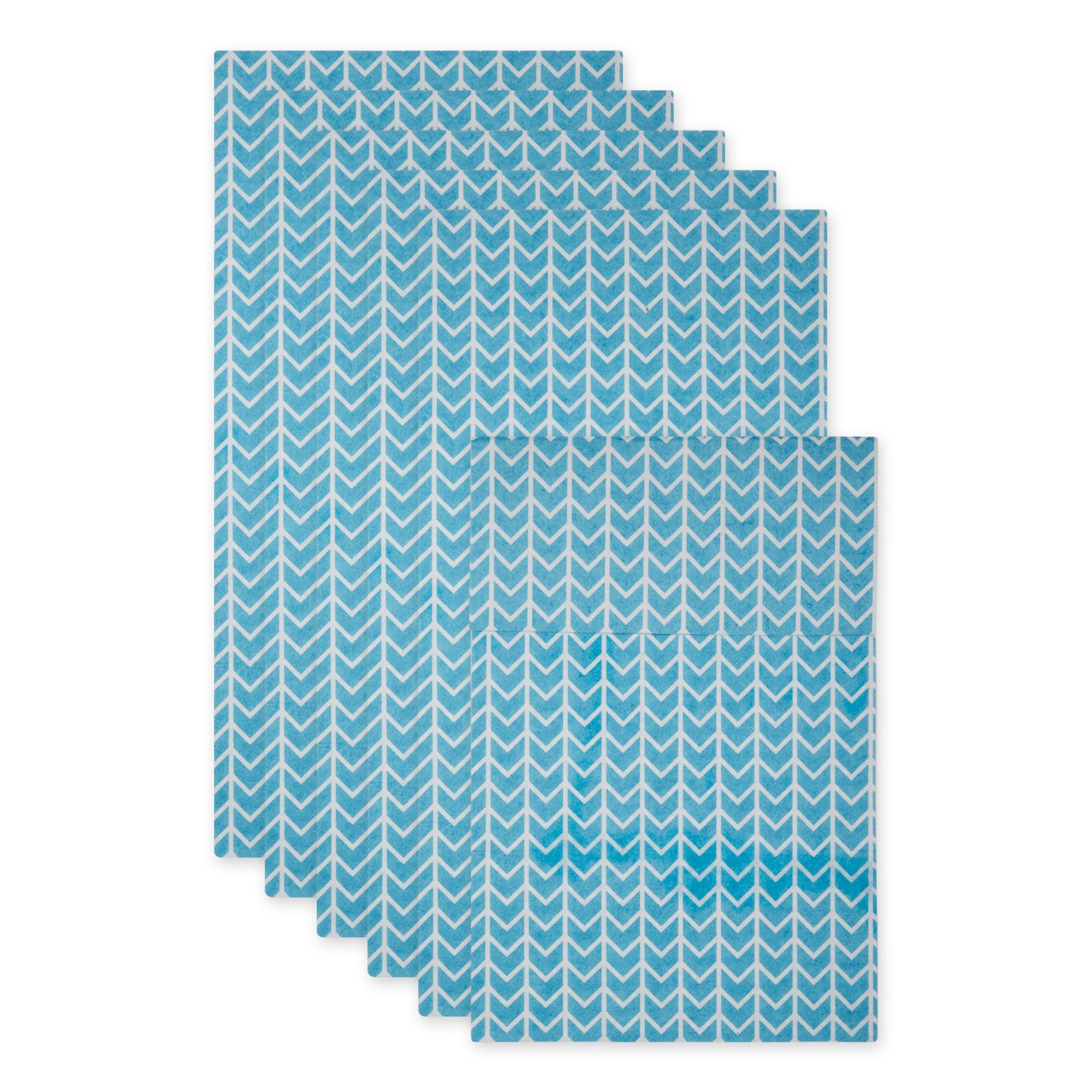 BRIGHT BLUE HERRINGBONE PRINT FRIDGE LINER SET/6