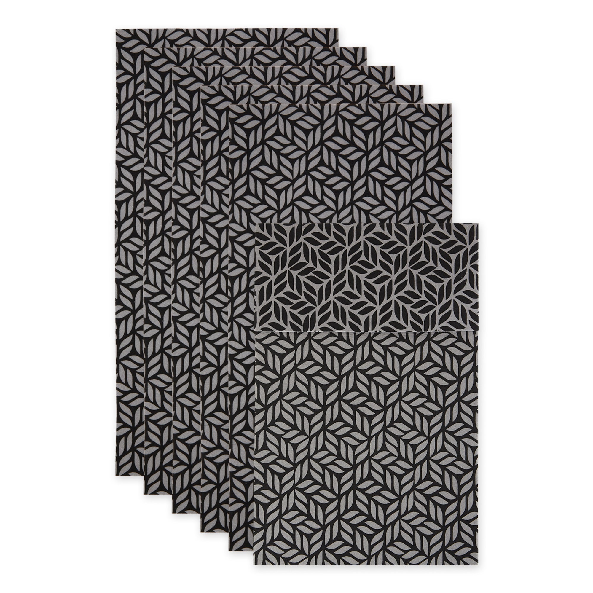 GRAY ABSTRACT LEAF PRINT FRIDGE LINER SET/6