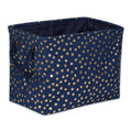 POLYESTER BIN  DOTS GOLD / NAUTICAL BLUE RECTANGLE MEDIUM 16x10x12