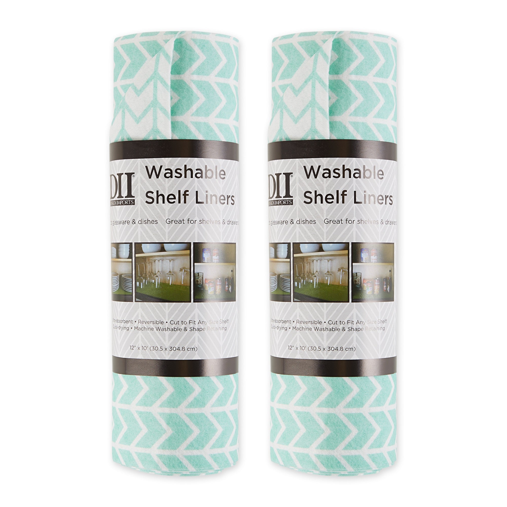 BRIGHT AQUA HERRINGBONE SHELF LINER SET/2