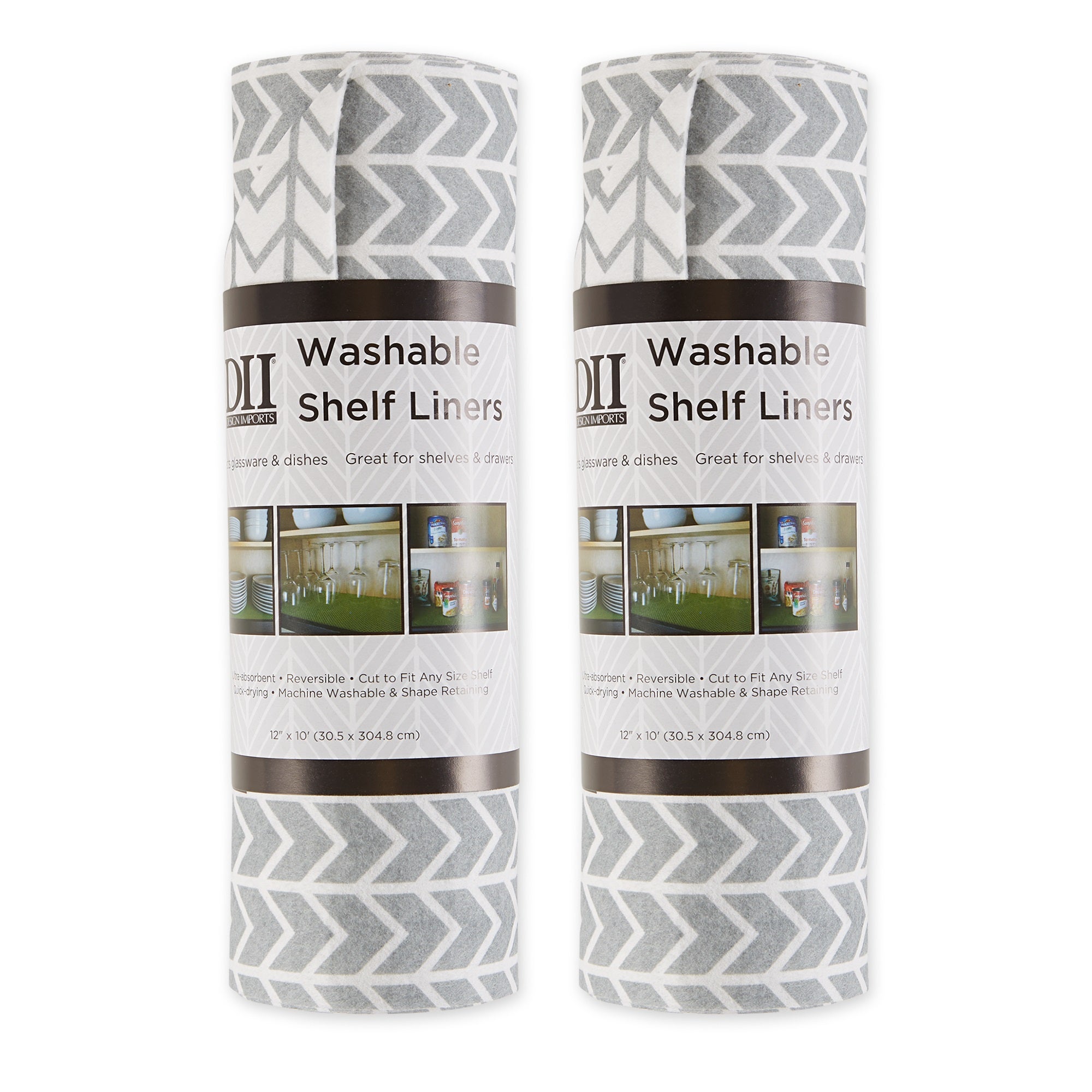 GRAY HERRINGBONE SHELF LINER SET/2