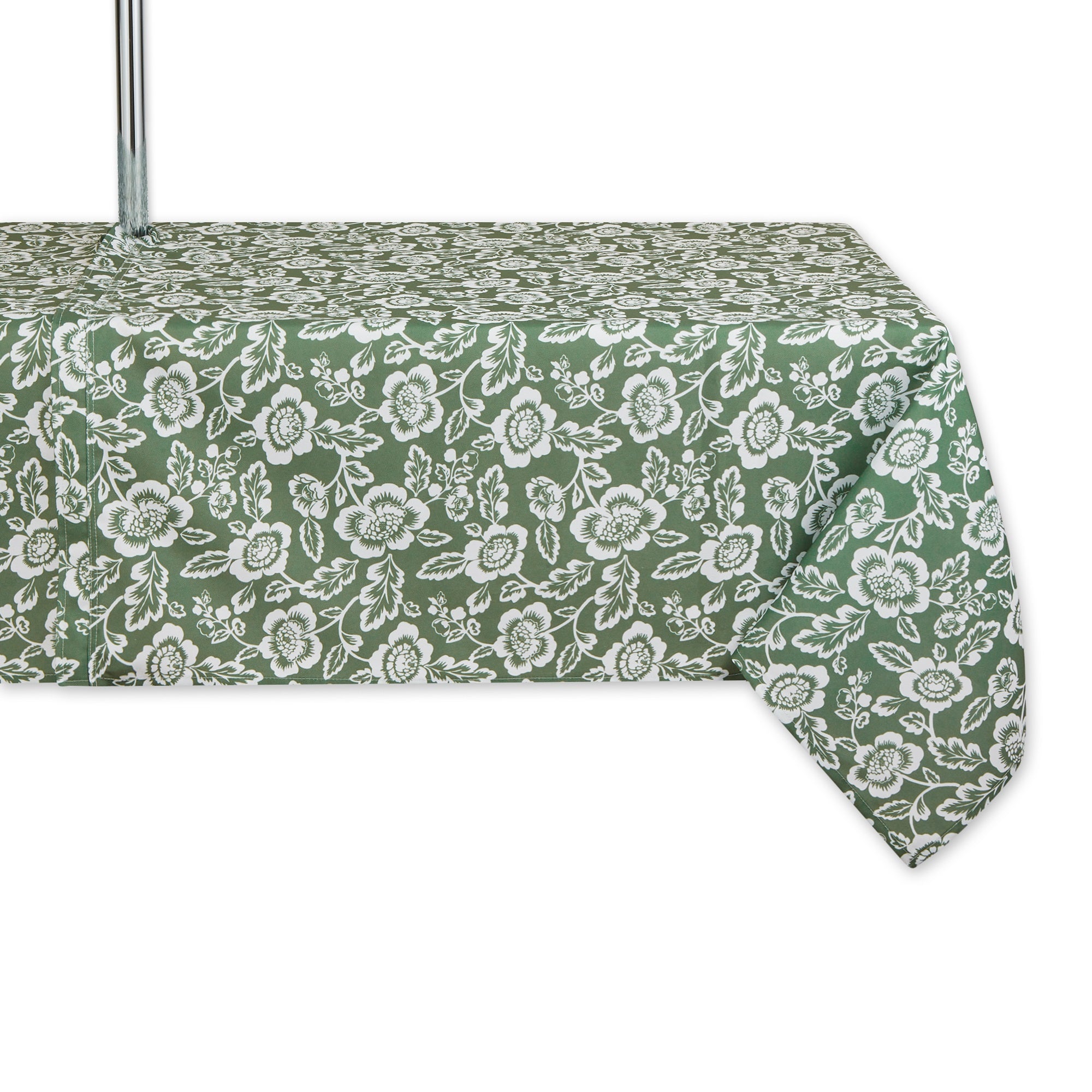 Artichoke Green Floral Print Outdoor Tablecloth With Zipper 60X120