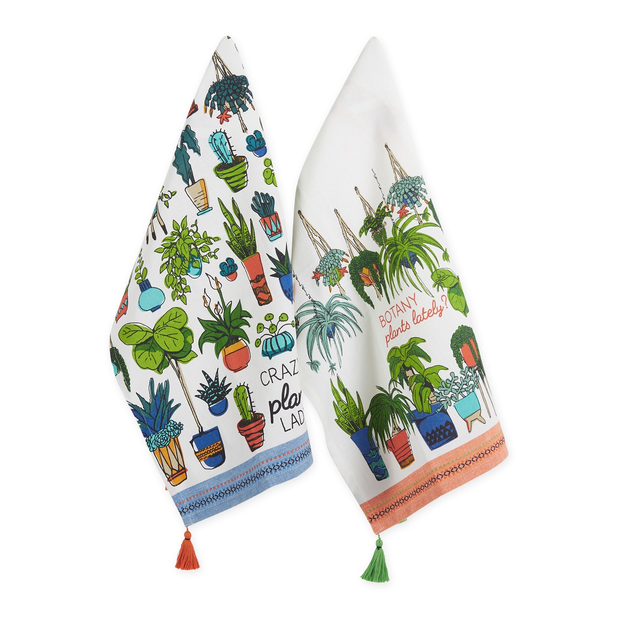 ASST CRAZY PLANT LADY PRINTED DISHTOWEL SET/2