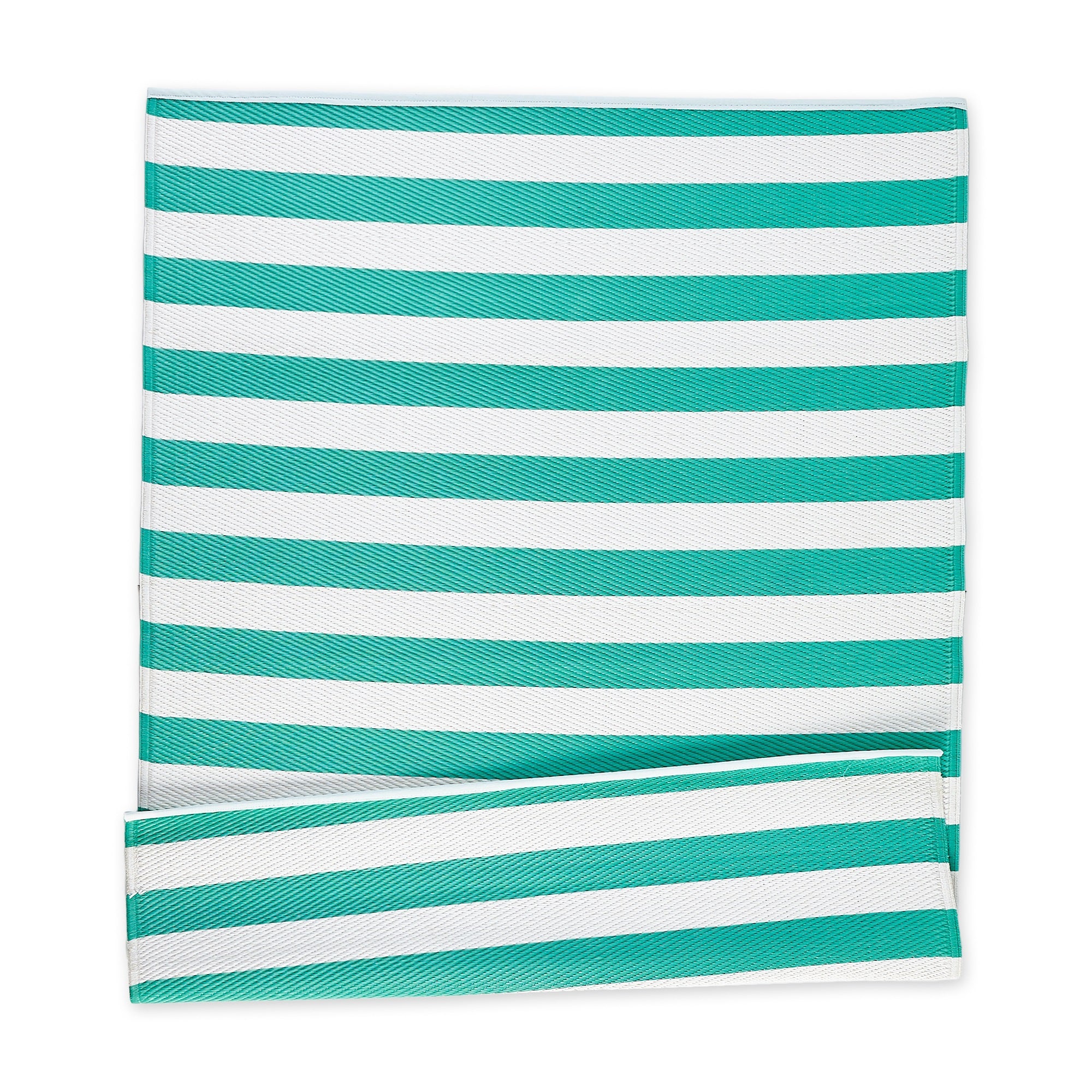 Aqua/White Stripe Outdoor Rug 4X6 Ft