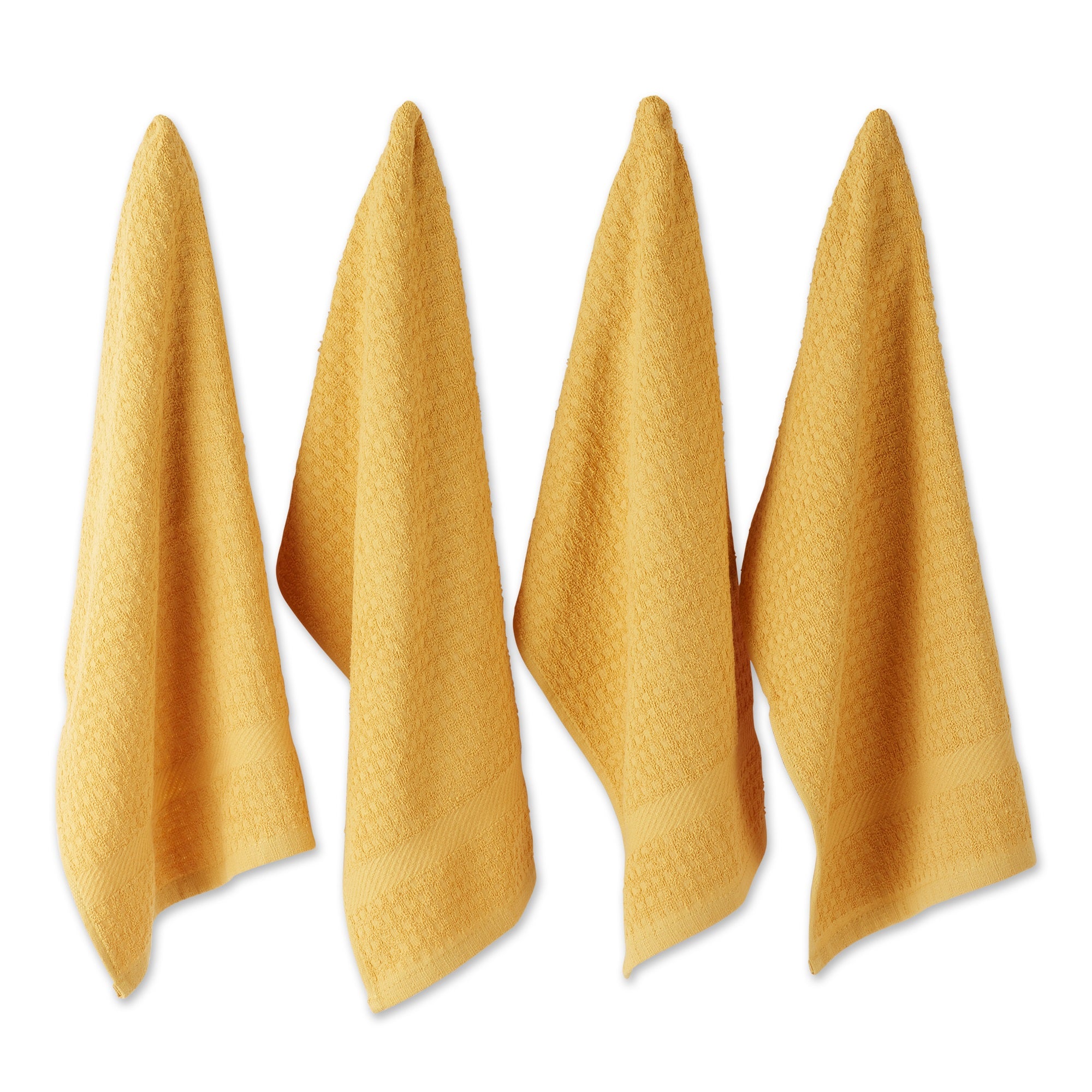 DII Dishtowel Set, Waffle Terry Collection, 15x26-inches, Mustard