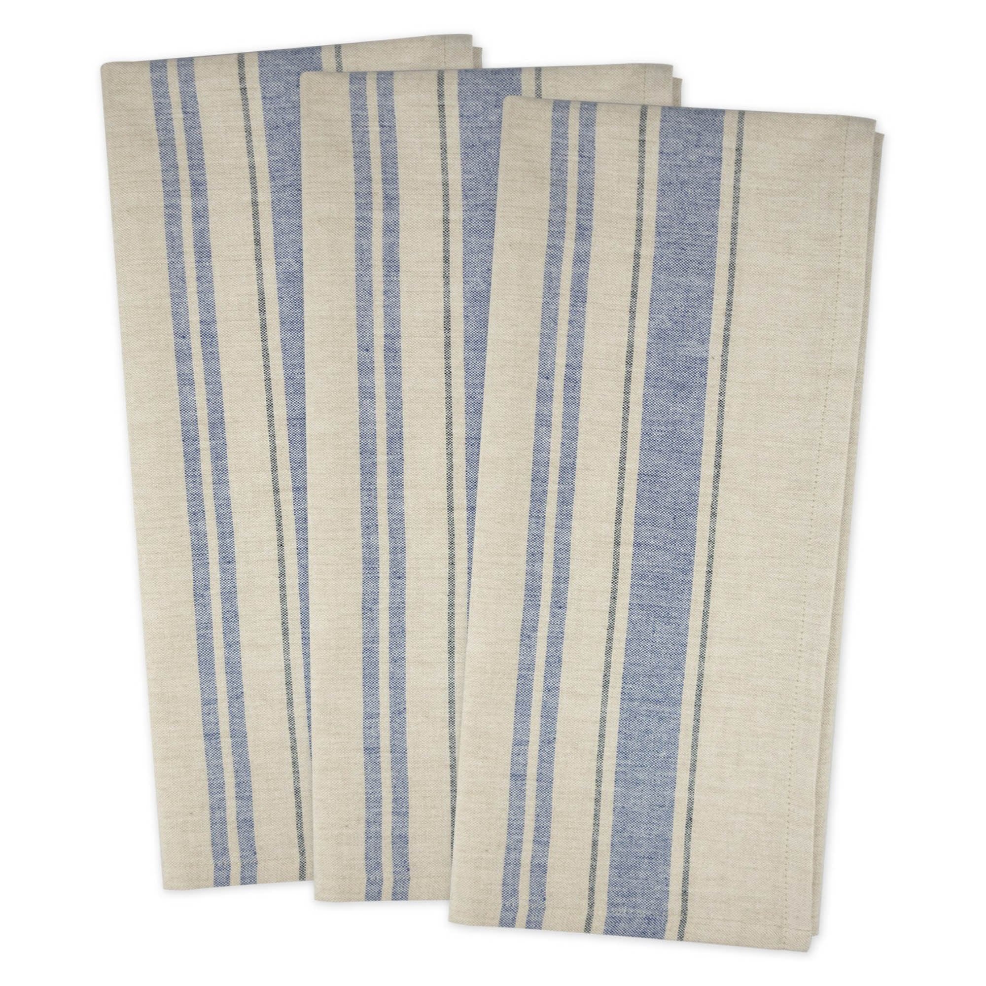 DII Nautical Blue French Stripe Woven Dishtowel (Set of 3)