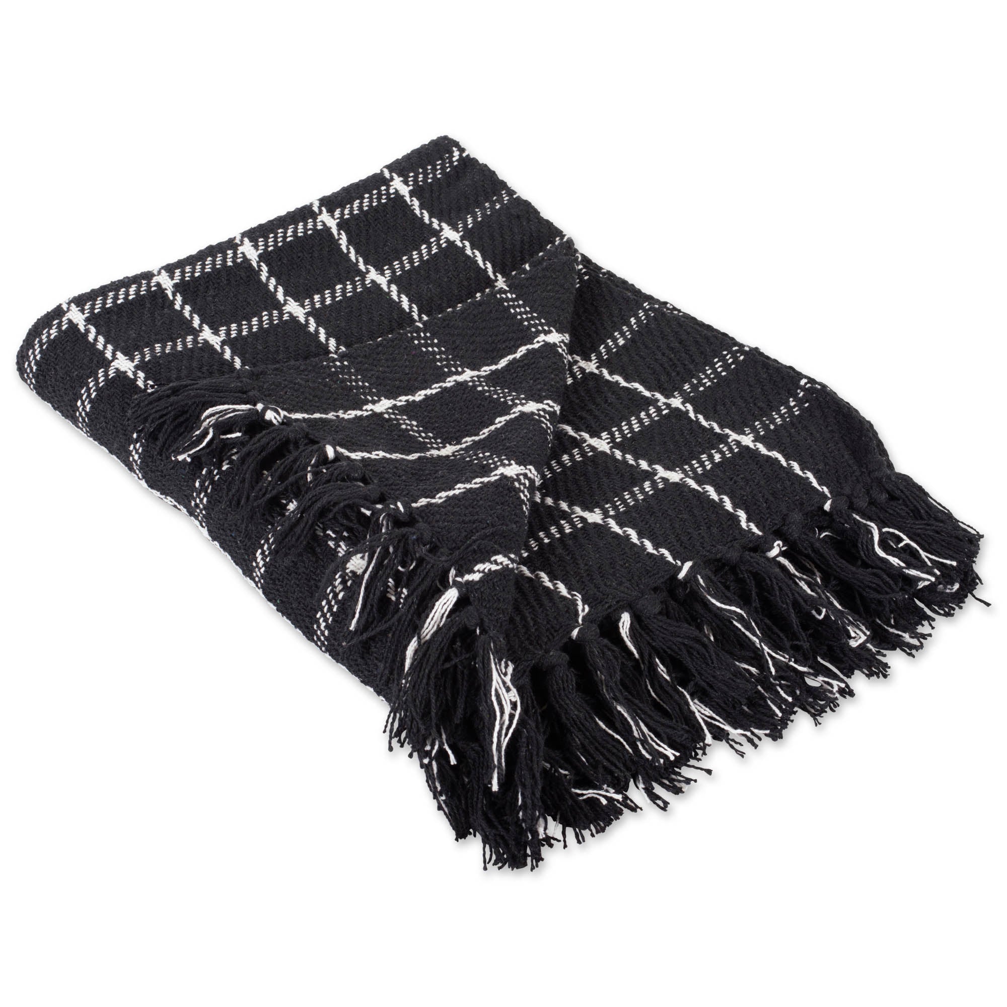 Dii Black Checked Plaid Throw