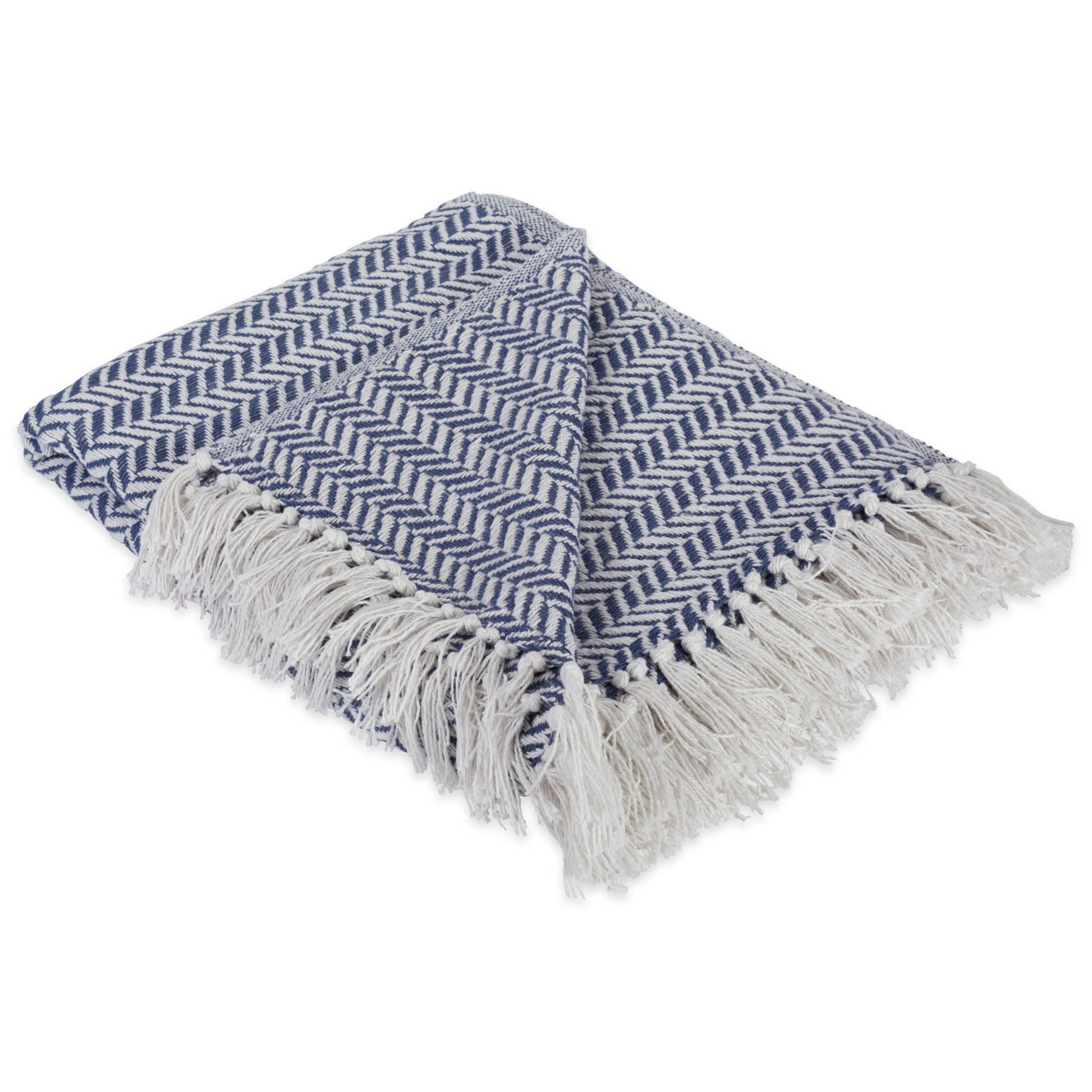 Dii French Blue Herringbone Chevron Throw