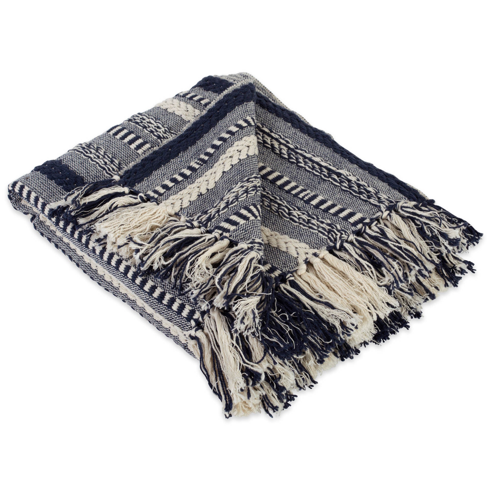 Dii Navy Braided Stripe Throw