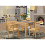 East West Furniture CANO5-OAK-W 5 Piece Kitchen Table Set for 4 Includes a Rectangle Dining Table and 4 Dining Room Chairs, 36x60 Inch, Oak