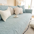 Geometric Textured Cotton Quilted Sofa Cover, Non-Slip Washable Couch Protector