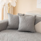 Embossed Leaf Cotton Quilted Sofa Cover Non-Slip Couch Protector with Thick Padding