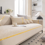 Modular Sofa Cover for Sectionals, Gold Striped Non-Slip Couch Protector