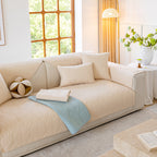 Leaf Vein Textured Cotton Quilted Sofa Slipcover, Non-Slip Modular Couch Covers
