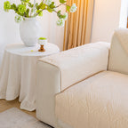 Leaf Vein Textured Cotton Quilted Sofa Slipcover, Non-Slip Modular Couch Covers