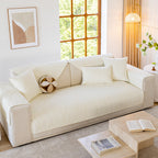 Leaf Vein Textured Cotton Quilted Sofa Slipcover, Non-Slip Modular Couch Covers