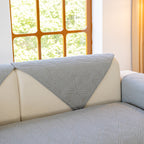 Leaf Vein Textured Cotton Quilted Sofa Slipcover, Non-Slip Modular Couch Covers